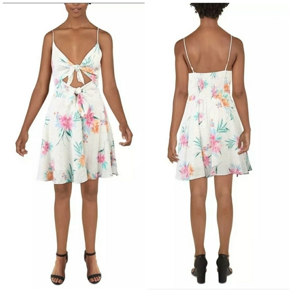 GB Tie Front Cut Out Adjustable Straps Mini Dress